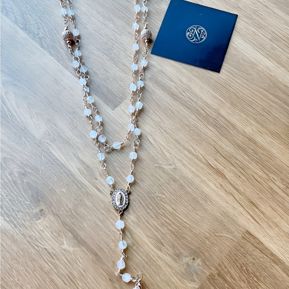 Sacred Light – Handwoven Rosary Necklace